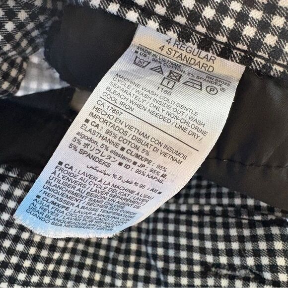 Old Navy Black White Gingham Tapered Dress Pants Pixie Mid-rise Grunge Retro - Picture 10 of 14